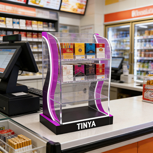 Présentoir de Comptoir Personnalisé en Acrylique pour Tabac avec Éclairage LED, Vitrine à Cigarettes à 3 Niveaux pour Magasin de Détail avec Porte Verrouillable et Éclairage pour Cigares - Product Image 1