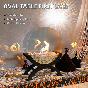 Cheminée ovale de table à carburant <span class=keywords><strong>bio</strong></span> <span class=keywords><strong>éthanol</strong></span>-Insert unique en <span class=keywords><strong>gel</strong></span> d'alcool pour table à manger et banquet - Product Image 3