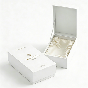 Caja de Regalo Rígida de Lujo para Perfume Personalizado, con Tapa Magnética Abatible e Inserto de Seda para Botella de 100 ml, Estampado Dorado, OEM - Product Image 2
