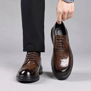 Zapatos de Cuero para Hombre, Diseño Cuadrado, Ligeros, de Lujo, Formales para Negocios, Suela Gruesa, Transpirables, Antideslizantes, Venta al Por Mayor de Fábrica - Product Image 3