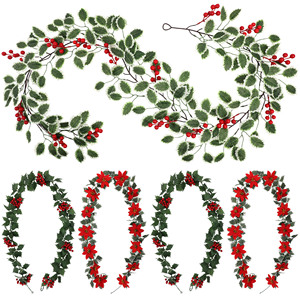 Décorations murales en rotin de Noël simulé 100cm-200cm, style naturel, décoration de maison, plante verte - Product Image 5
