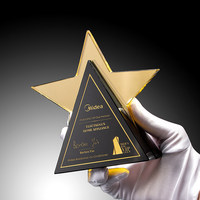 Trophée en cristal en forme d'étoile à cinq branches créative, récompense de compétition, souvenir, médaille gravée avec le logo Midea