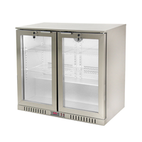 Réfrigérateur vertical commercial sous comptoir à double porte vitrée pour boissons, idéal pour les supermarchés et les épiceries, équipement de réfrigération pour boissons