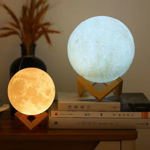 20cm Mini lampada da tavolo da tavolo in resina per bambini Touch Control LED luce notturna 3D stampata Luna a forma <span class=keywords><strong>di</strong></span> Luna stile minimalista 2 colori - Product Image 5