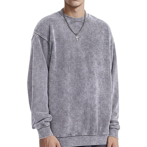 เสื้อสเวตเชิ้ตผ้าฝ้ายฟลีซทรงโอเวอร์ไซส์สำหรับผู้ชาย ล้างสีแบบแอซิดวอช ใส่สบาย อุ่น นุ่ม รุ่นใหม่ล่าสุด - Product Image 1