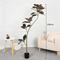 Bonsaï artificiel en caoutchouc noir, fait main, vert, pour intérieur/extérieur, salon, bureau, décoration de sol, plante en pot