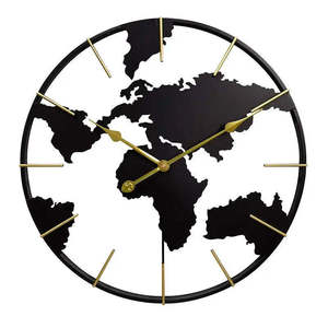 Horloge murale analogique à quartz de 60 cm avec globe terrestre et <span class=keywords><strong>carte</strong></span> du monde, style antique et motif nature morte, en fer, pour salon - Product Image 5