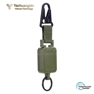 Tactical Retractable Key Holder with Carabiner <b>Hook</b> Green Plastic Bag Accessory for Outdoor EDC - Product Image 6