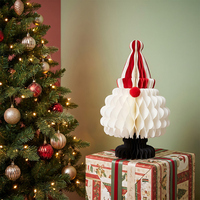 Lot de 2 décorations de Noël et du Nouvel An en papier nid d'abeille, figurines de Père Noël et de gnome pliables 3D écologiques pour la maison, la table et les boutiques