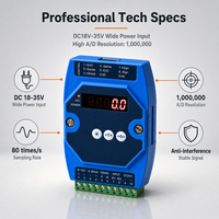 Transmetteur de cellule de charge à montage sur rail DIN GT209 avec affichage LED 5 chiffres, convertisseur de signal de jauge de contrainte RS485 Modbus RTU