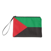 Dompet Koin Mini Beritsleting Motif Bendera Martinique, Bahan Kanvas Polyester Warna Campuran, Dompet Ganti Uang untuk Wanita