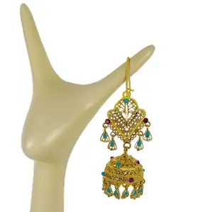 Exaggerated Indiana Gypsy Crystal Bell Drop Jewelry Statement Long Pearl Tassel Lantern Drop Chandelier Earrings