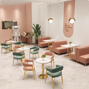 Thiết kế sang trọng hiện đại nhung bọc gian hàng chỗ ngồi dài ghế ăn và bàn đặt cho quán bar nhà hàng tráng miệng cafe sử dụng - Product Image 4