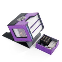 Boîte de rangement magnétique portable en cuir PU Commander pour cartes et dés, capacité 100 cartes à double pochette TCG/PTCG
