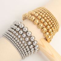 Bracelet à perles en acier inoxydable plaqué or PVD 18 carats, personnalisé, non ternissant, avec cordon élastique, 3/4/5/6/8/10 mm, bijoux tendance pour femmes, vente en gros
