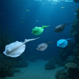 Juguete de Silicona de Manta Raya Monocromática, Decoración Elegante para Acuario - Product Image 1
