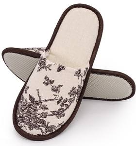 Chaussons jetables biodégradables en toile de porcelaine céladon de style chinoiserie vintage, articles de luxe écologiques pour hôtels et spas, doux - Product Image 3