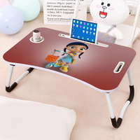 QINLAN QL6242 Bureau d'ordinateur portable pliable pour enfants avec dessin animé, en plastique, gain de place, design compact, pour ordinateurs portables de moins de 17 pouces