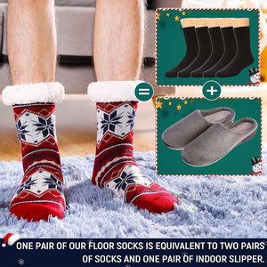 Người Đàn Ông Của Mùa Đông Nhiệt Lông Cừu Lót Đan Dép Vớ Mềm Mại Ấm Áp Ấm Áp Mờ Fluffy Giáng Sinh Không Trượt Vớ - Product Image 2