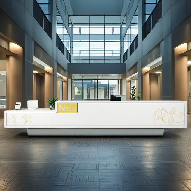 Customizable Ergonomic Stainless Steel Nurse Station Modern Hospital Reception Table for Medical Clinics and Laboratories