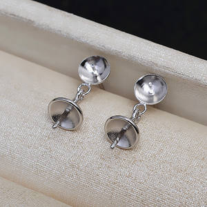 Handmade S925 Silver Double Bead <b>Earrings</b> Female DIY Jewelry Accessories with Empty Stand JG5237 <b>Pearl</b> <b>Earrings</b> - Product Image 2