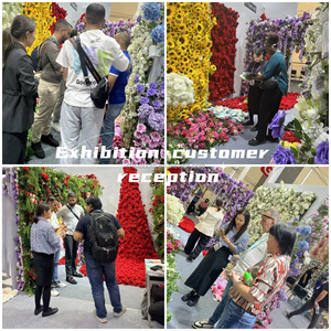Suave decoración de boda pared Floral 3D enrollable tela colgante trasero marfil Rosa Pared de flores artificiales para escenario de boda - Product Image 6