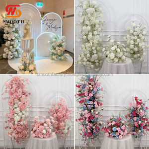 Chemin de table en fleurs artificielles LEDA, rose blanche et souffle de bébé, décoration de mariage, arrangement floral pour le sol, pour les événements - Product Image 5