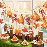 Décorations de bannière de récolte d'automne, bannière d'automne avec citrouilles, feuilles d'érable, fruits de la récolte, pour cheminées, jardin, anniversaire