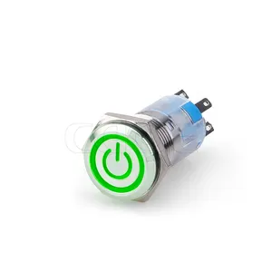 1no1nc ip67 green 12v symbol logo stainless steel metal push switch 16mm power button led for Medical