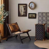 Fauteuil d'appoint moderne style bohème avec pieds en bois massif pour salon et détente