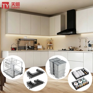 TIANYI Modern Chrome Stainless Steel Multi-Function <b>Kitchen</b> <b>Drawer</b> Organizer Slide-Out Storage Basket Cabinet Pull-Out System - Product Image 1