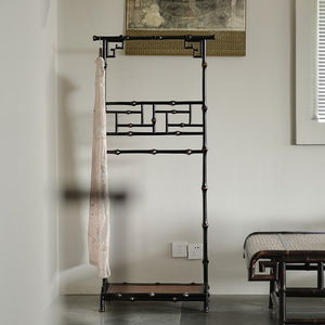 Perchero de Bambú Clásico de Color Oscuro, Estilo Chino Moderno, Perchero de Pie para Sala de Estar, Organizador de Ropa - Product Image 4