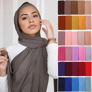 定制夏季廉价头巾标志民族围巾穆斯林头巾搭配纯色披肩为女性时尚Jilbab围巾