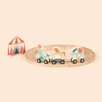 Ensemble de train de cirque en bois personnalisé, jouets éducatifs Montessori, jouet ferroviaire créatif pour enfants, jouet ferroviaire pour animaux pour les tout-petits