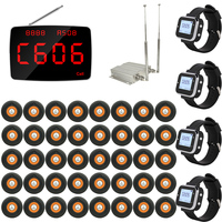 Système d'appel sans fil pour restaurant et clinique : 40 boutons d'appel de table, 1 récepteur d'affichage, 4 montres, système d'appel client-caissier, montre-pager d'appel