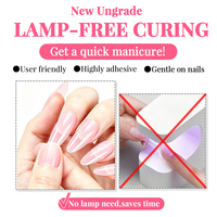 Colle à ongles semi-solide sans UV 10g, gel adhésif rose pour faux ongles à presser avec dissolvant