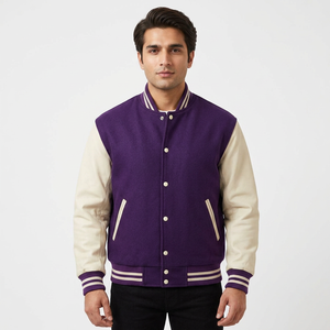 Veste universitaire personnalisée OEM en laine et cuir, style bomber, avec patchs brodés en chenille et imprimés, pour baseball et collège – Grande vente - Product Image 1