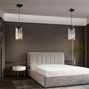 Lámpara colgante de cristal rectangular negra E27 LED con interruptor, fácil instalación para cocina, sala de estar, dormitorio, hotel - Product Image 3