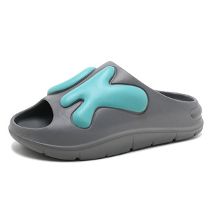 Men's Slides Thick Soled Non Slip <b>Soft</b> Sole One Strap Sandals Outdoor Casual Beach Shoes White Black Gray Khaki - Product Image 5