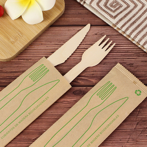 ช้อนไม้และส้อมห่อกระดาษเป็นมิตรต่อสิ่งแวดล้อม140มม./160มม. - Product Image 1