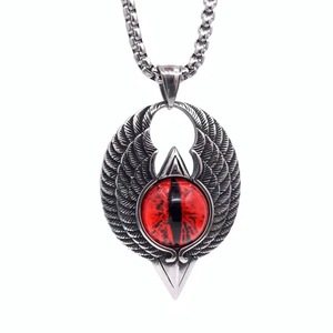 Collier pendentif œil d'aile en acier inoxydable, bijou unisexe, cadeau 216076 - Product Image 4