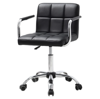Chaise de bureau pivotante réglable en cuir PU avec support dorsal pour salle à manger et salon