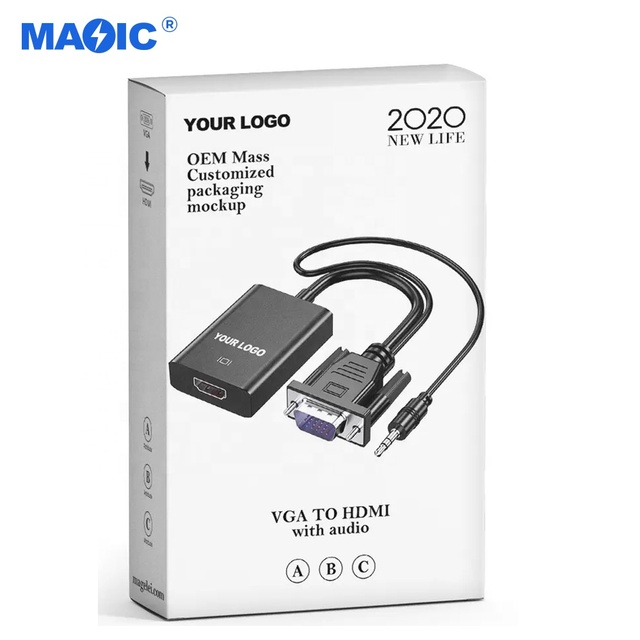 Promotion VGA to HDMI Audio Adapter Cable 1080P Vga Input Hdmi Output Male to Female VGA to HDMI Converter