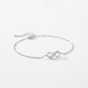 Pulsera de cadena con símbolo de amor infinito de plata de ley S925 y circonita para mujer, regalo de San Valentín, versión de cobre personalizable - Product Image 6