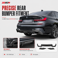 Diffuser Belakang Serat Karbon Gaya AO untuk BMW Seri 3 G20 2019-2022, G20 330i M340i Sport Pre LCI, Splitter Bumper Belakang