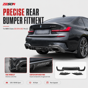 Diffusore Posteriore in Fibra di Carbonio Stile AO per <span class=keywords><strong>BMW</strong></span> Serie 3 G20 330i M340i Sport Pre Lci 2019-2022, Splitter Paraurti Posteriore - Product Image 5