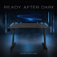 Bureau de jeu AOR réglable en hauteur, tables de jeu avec surface en fibre de carbone, structure en métal, montage facile, design moderne en bois en forme de Z