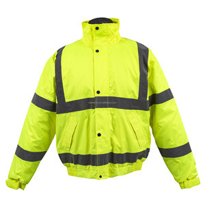 Chaqueta DE TRABAJO amarilla de alta visibilidad de poliéster 100%, ropa de trabajo Bomber de seguridad de alta visibilidad Unisex, uniformes térmicos impermeables para hombres y mujeres - Product Image 1