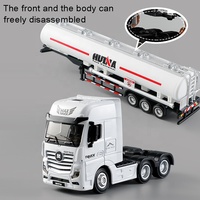 1:50 échelle métal Huina 1733 pétrolier simulation statique moulé sous pression en alliage huile réservoir camion modèle jouet gaz camion citerne remorque pour garçon