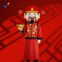 QUTENG Nouvelle Arrivée Costume de Mascotte Artisanale en Coton Unisexe du Dieu de la Richesse pour Fêtes et Événements